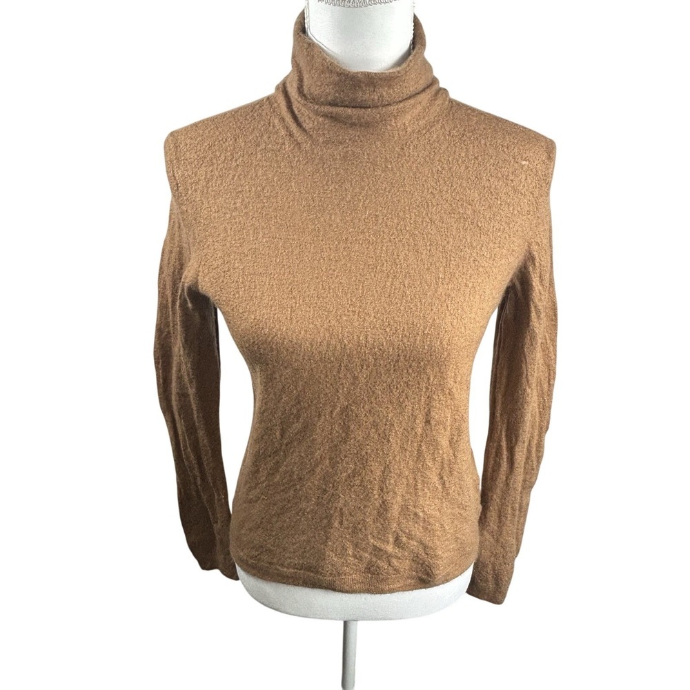 Vince Sweater Turtleneck Boiled Cashmere Camel Tan Pullover Sz XS